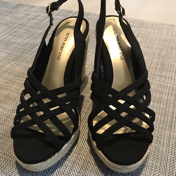 Black and Tan Espadrille Wedges Sandals - Size 9 - Picture 5 of 7